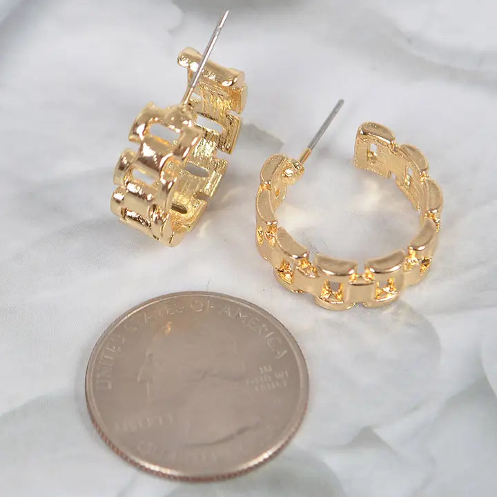 Chain Link Hoop Earrings - Gold & Silver