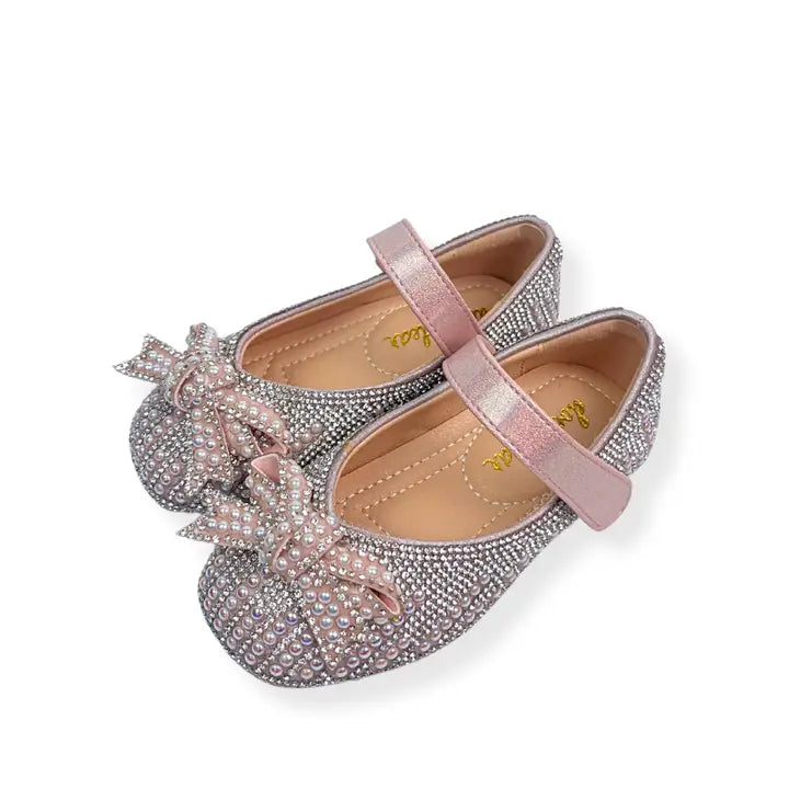 Girls' Rhinestone Pearl Flats PINK