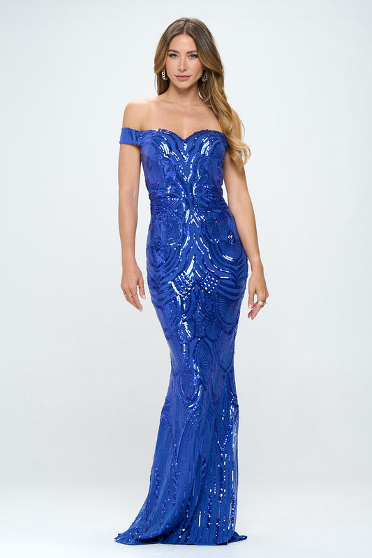 Off Shoulder Sequin Mermaid Gown