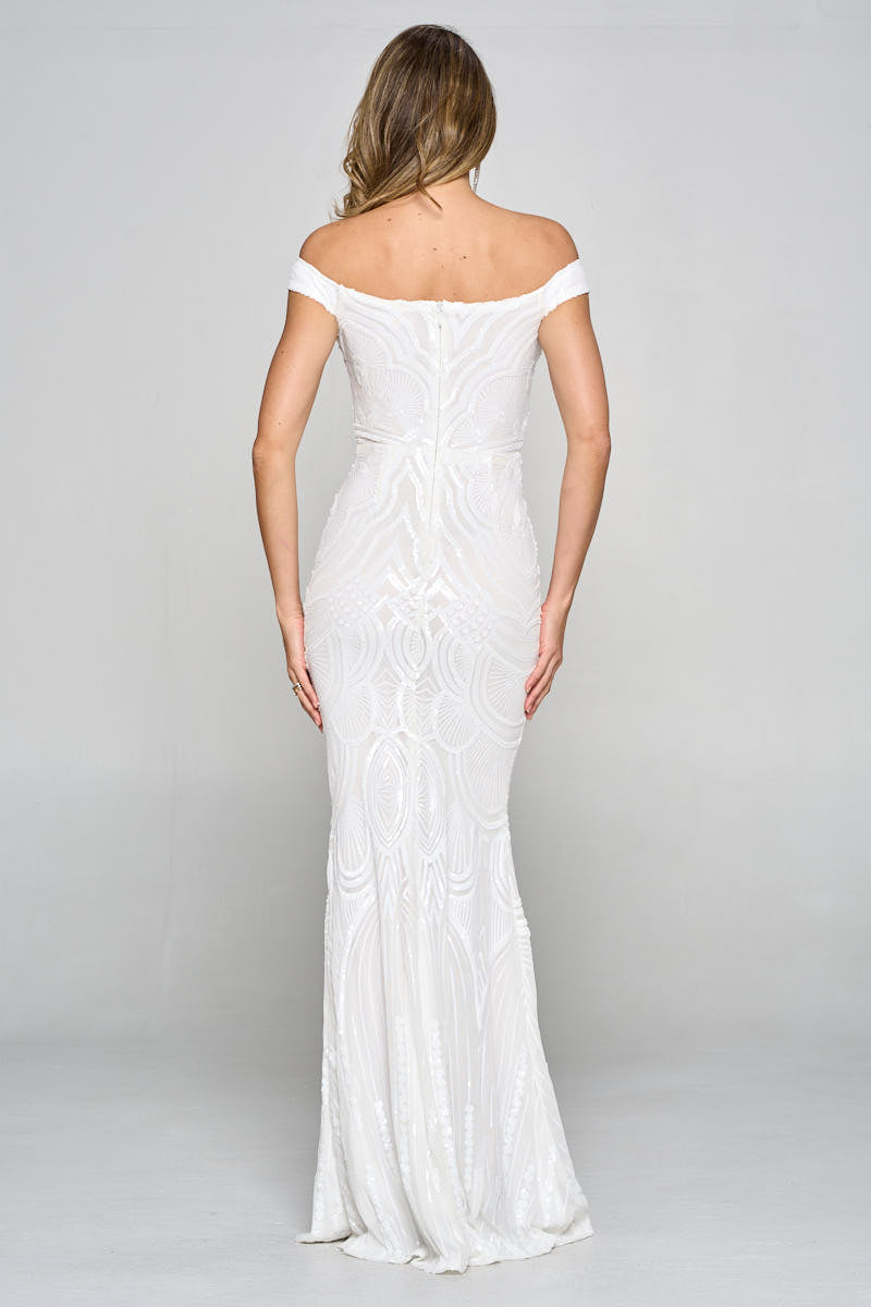 Off Shoulder Sequin Mermaid Gown