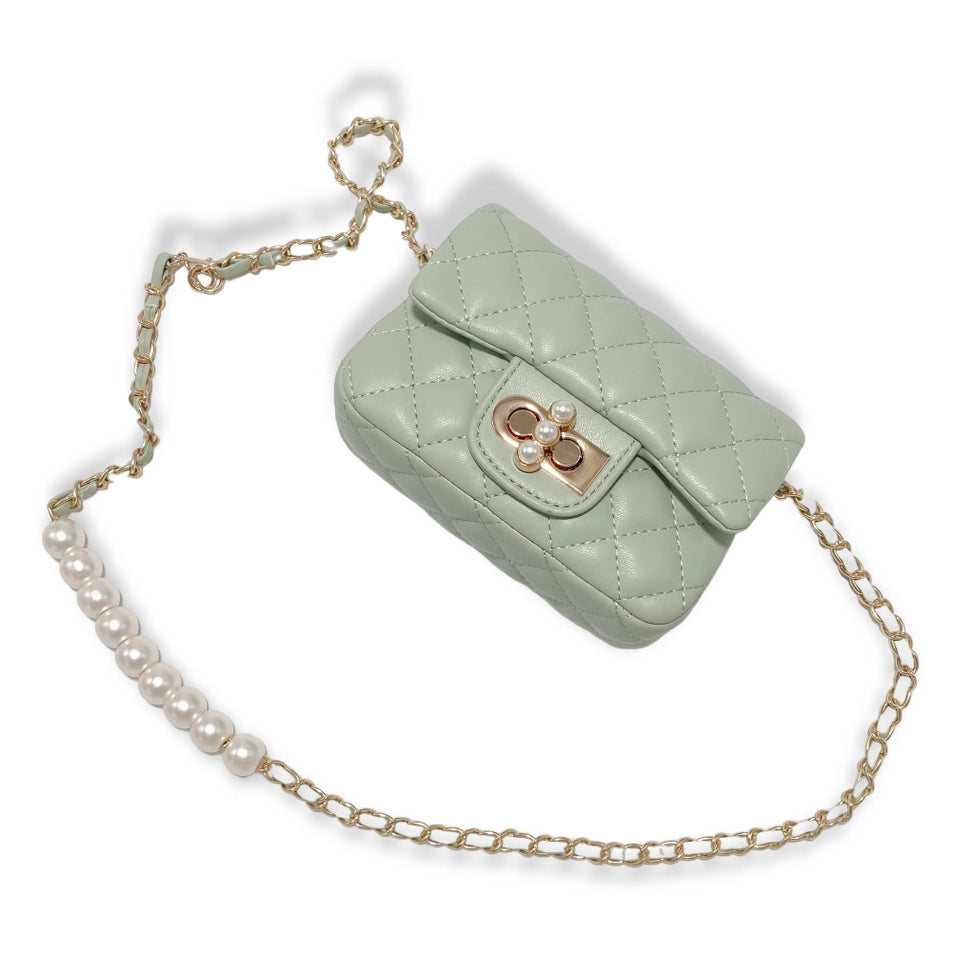 Girls' Quilted Pearl Closure Purse