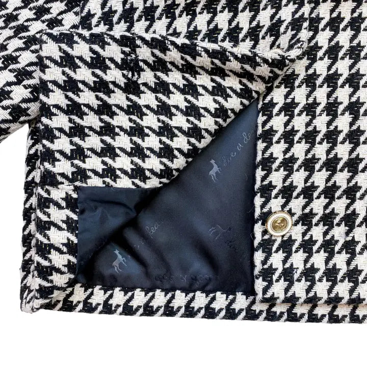 Girls' Lace Fur Collar Houndstooth Jacket