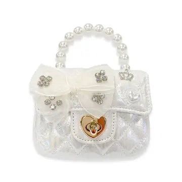 Girls' Quilted Shiny Bow Purse