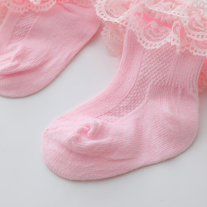 Infant Short Lace Trim Ruffle Socks
