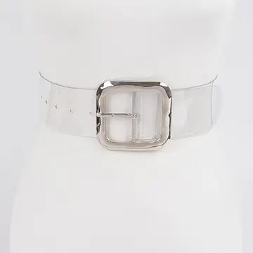 Transparent Rounded Metal Buckle Belt