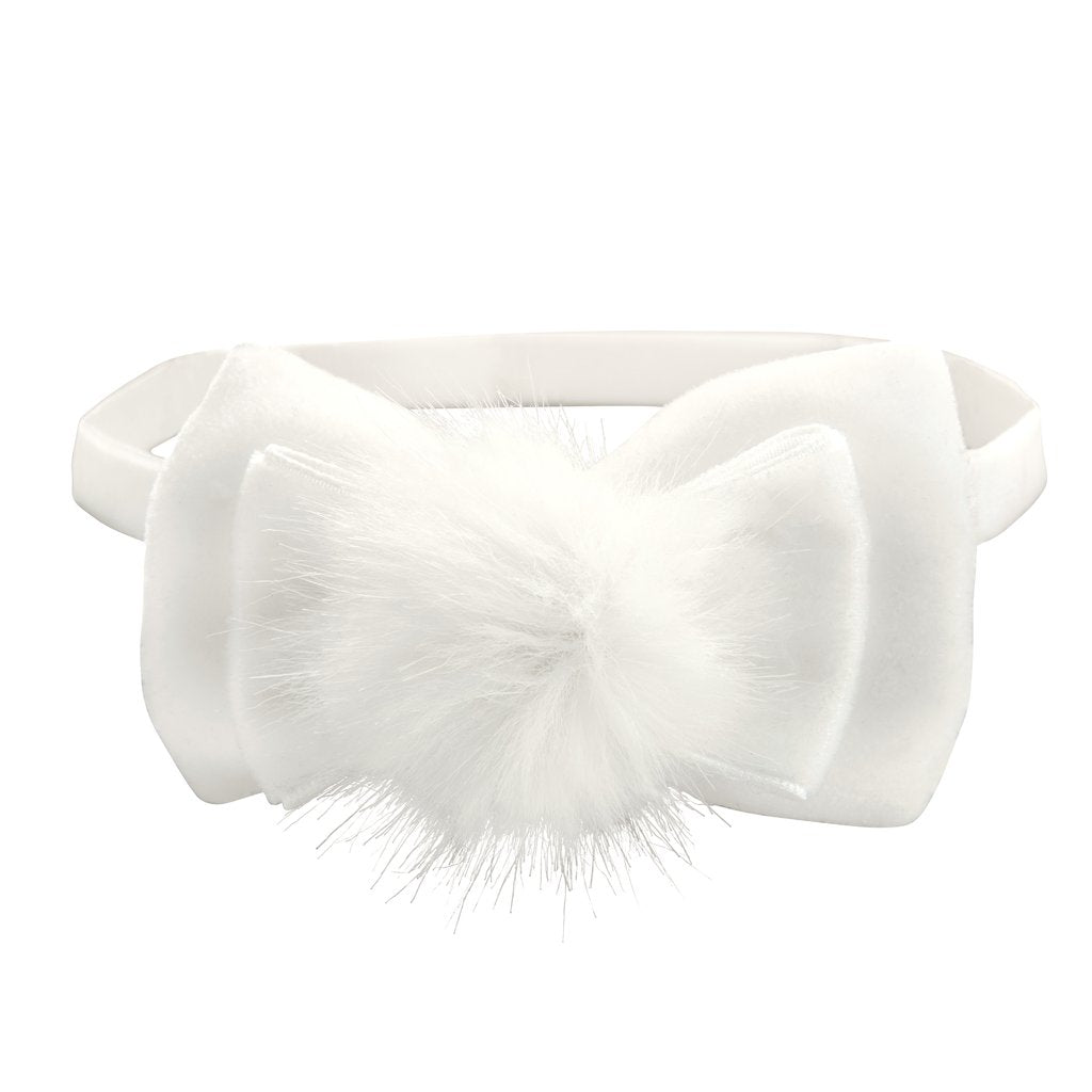 Infant Velvet Bow Headbands – Set of 2 (White & Bright Pink)