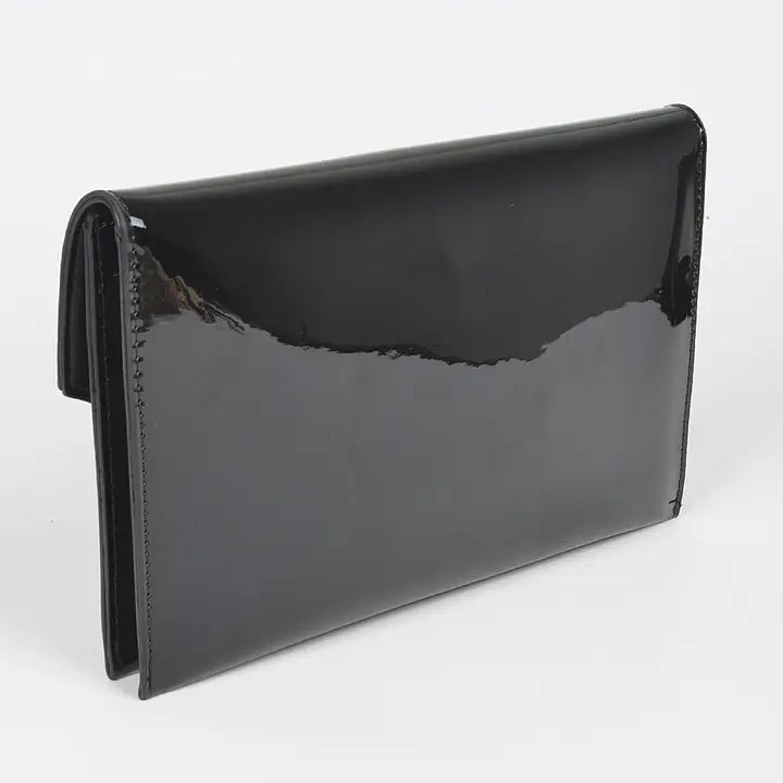 Faux Patent Clutch w/Metal Handle
