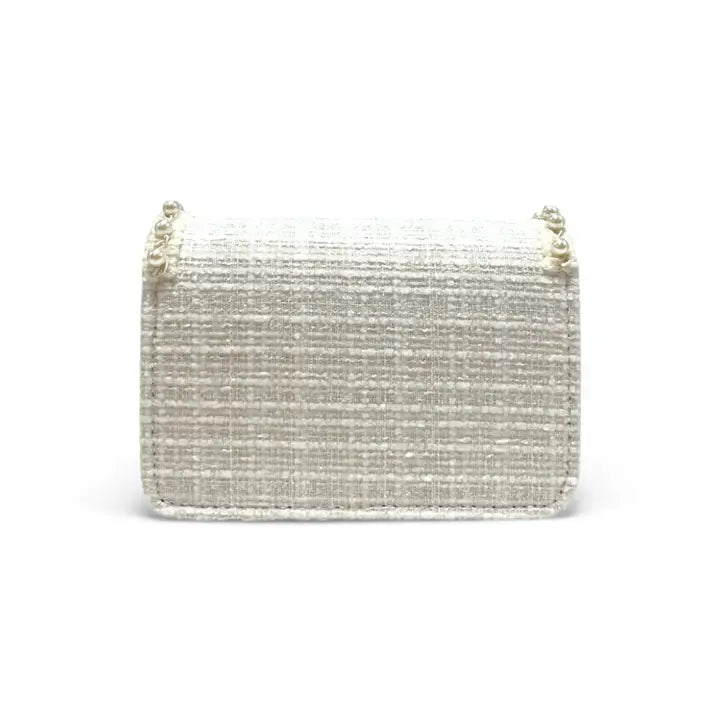 Girls' Pearl Trim Tweed Purse