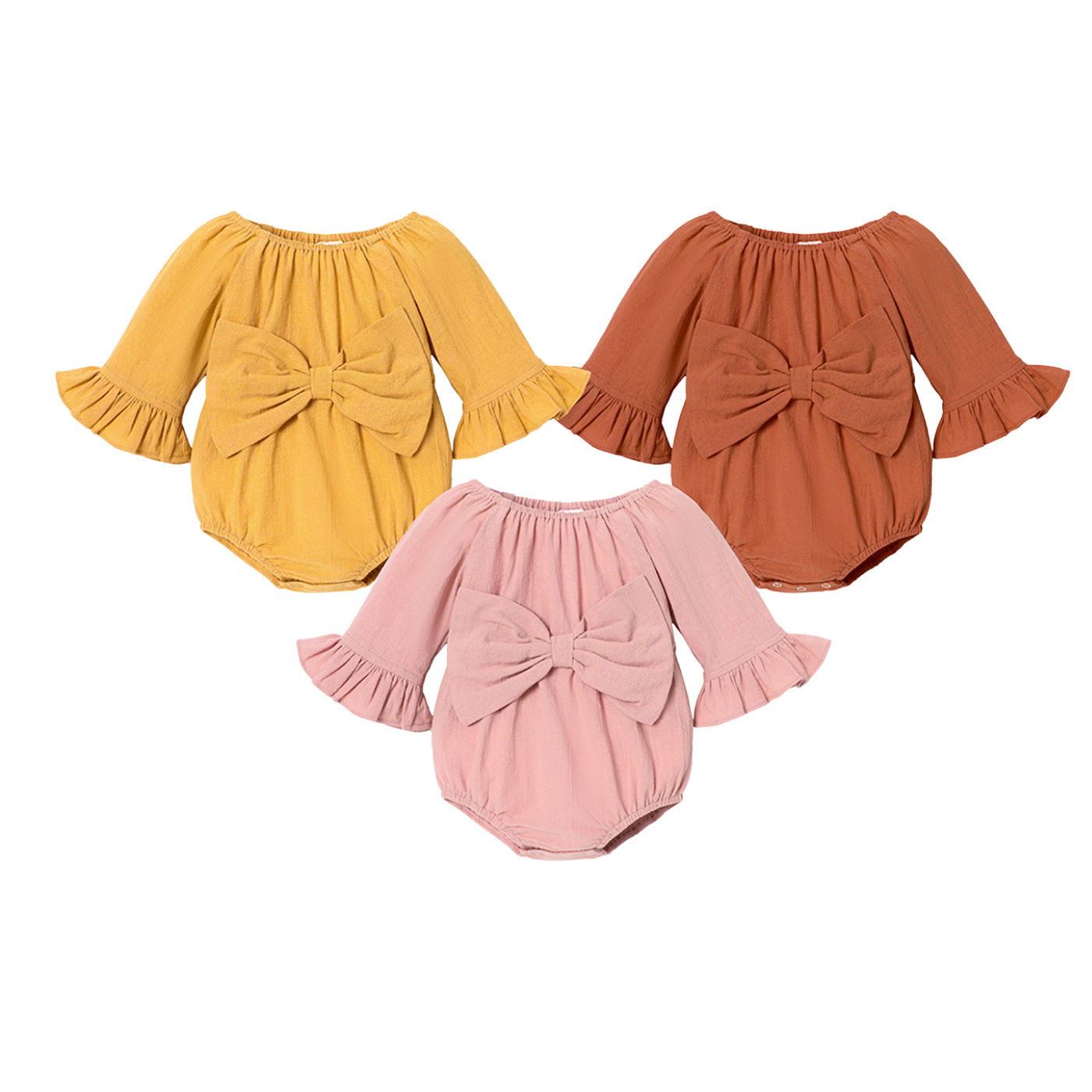 Infant 100% Cotton Bow Onesie - Pink