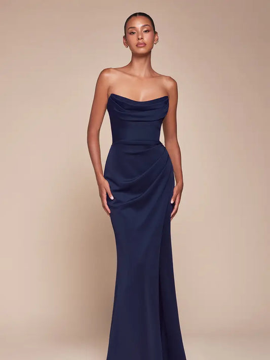 Strapless Corset Lace-up Back Formal Gown