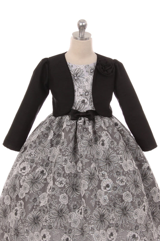 Girls' Long Sleeve  Satin Bolero  Blk Size 4