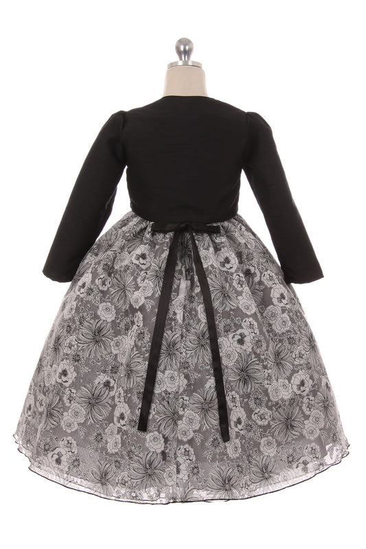 Girls' Long Sleeve  Satin Bolero  Blk Size 4