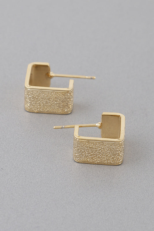 Textured Square Open Huggie Earrings