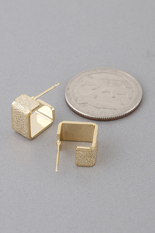 Textured Square Open Huggie Earrings