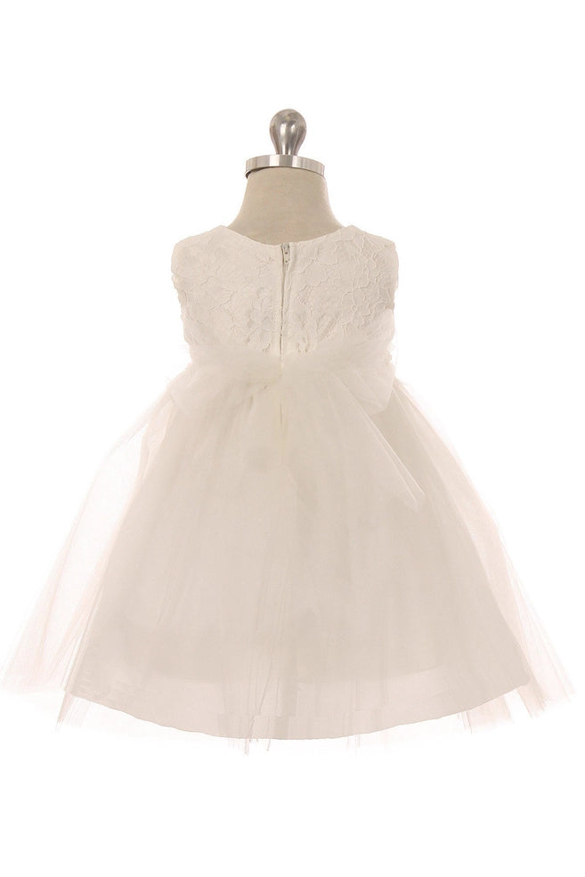 Infant Lace Tulle Dress with Rhinestone Waist – Formal Baby Dress