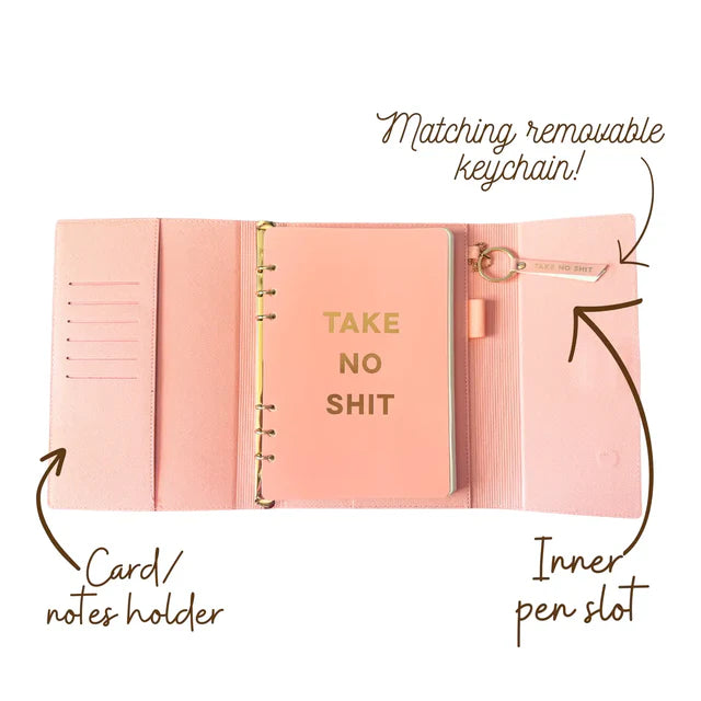 Pink Vegan Leather Journal w/pen and Keychain - Take No Sh*t