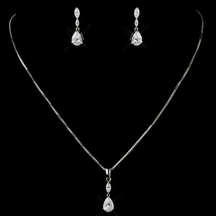 Diamond Inspired Cubic Zirconia Box Chain Necklace Set
