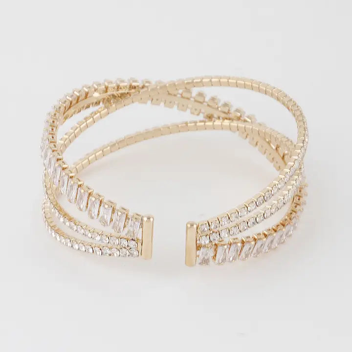 Triple Crystal Laced Cuff Bracelet