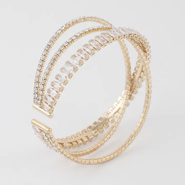 Triple Crystal Laced Cuff Bracelet