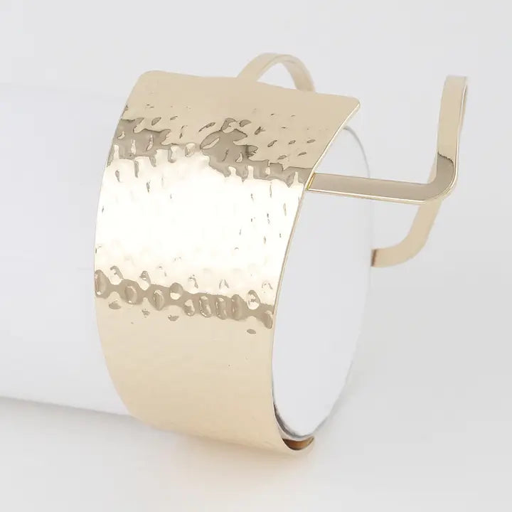 Gold Hammered Negative Space Cuff Bracelet