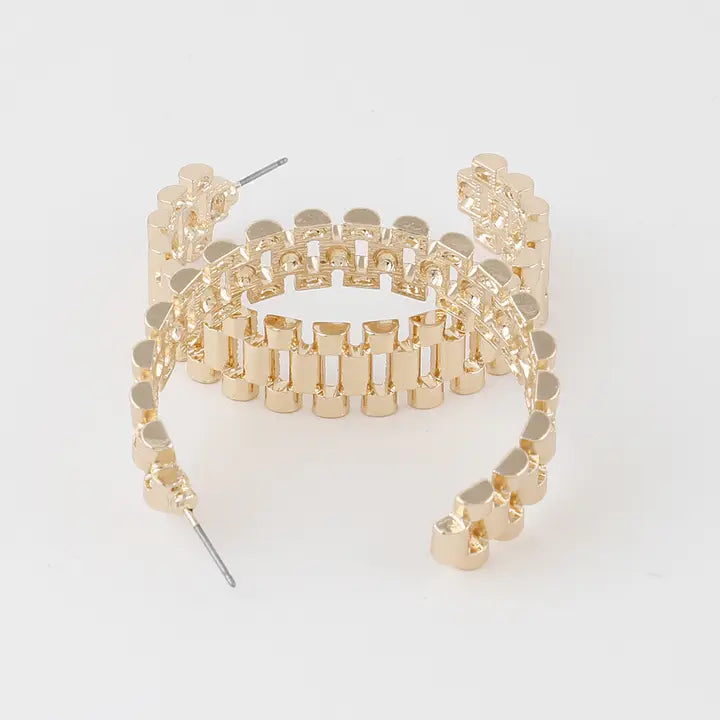 Box Chain Hoop Earrings Gold