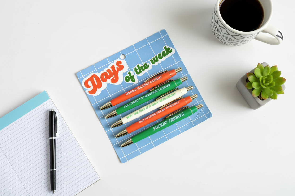 Funny Days of the Week Pen Set - Hilarious Office Gift for Coworkers