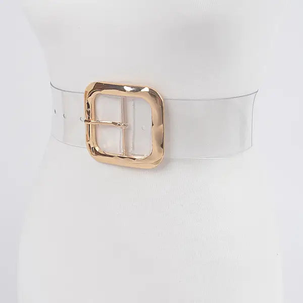 Transparent Rounded Metal Buckle Belt