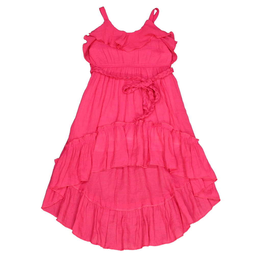 Girls' Hi-Lo Soft Gauze Cotton Ruffle Dress