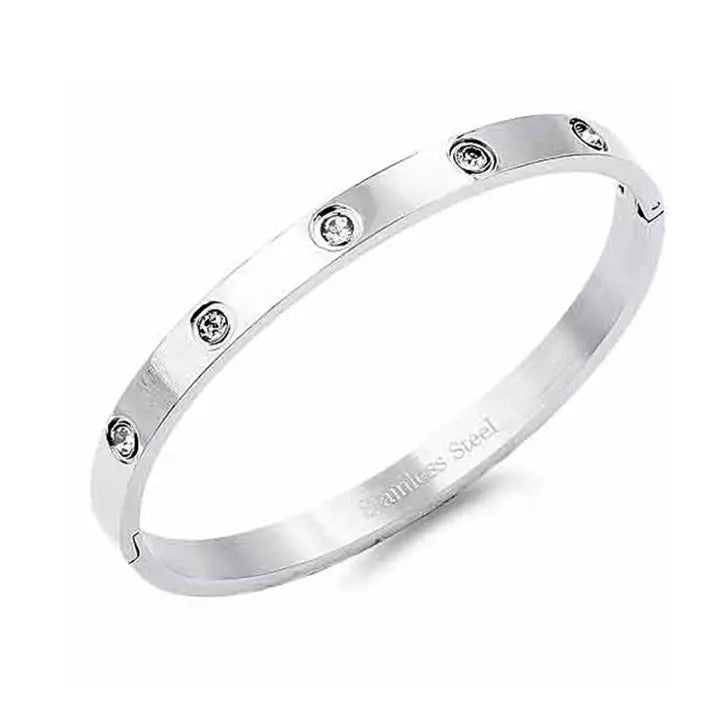 Stainless Steel Jeweled Bangle