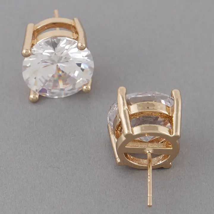 Large Cubic Zirconia Rhinestone Stud Earrings