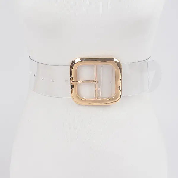 Transparent Rounded Metal Buckle Belt