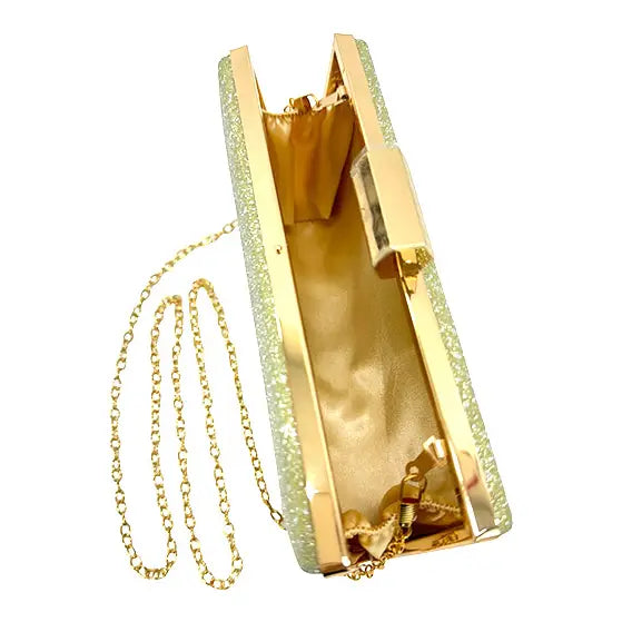 Glitter Rectangle Clutch with Chain Strap