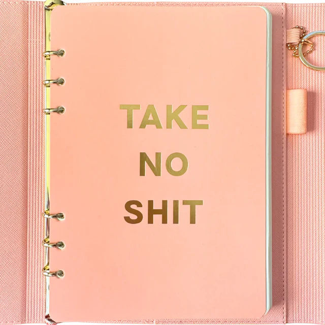 Pink Vegan Leather Journal w/pen and Keychain - Take No Sh*t