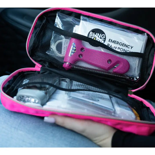 Hot Pink Roadside Emergency Kit 44-piece set