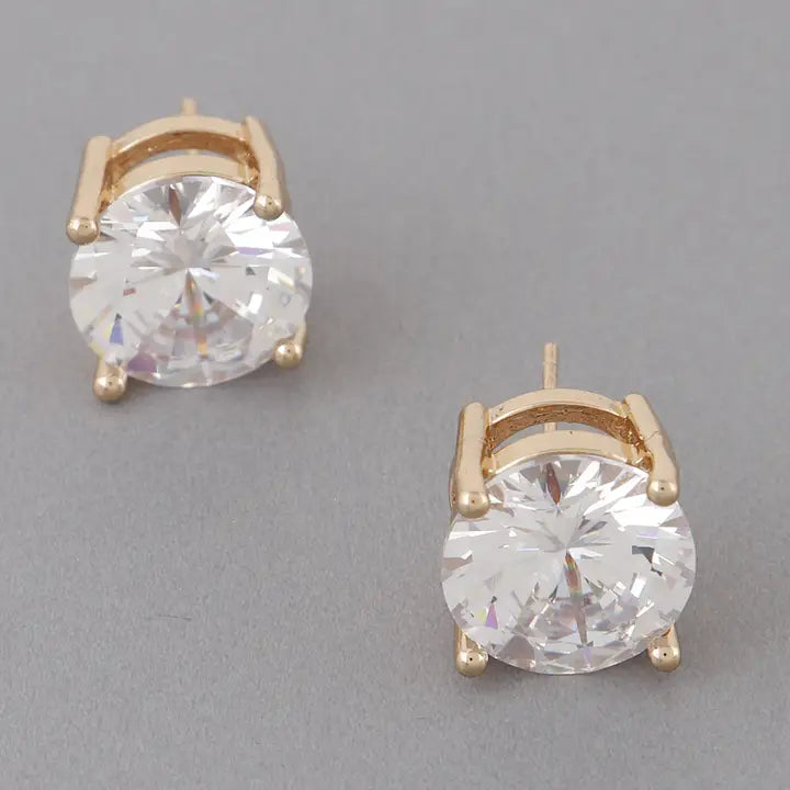 Large Cubic Zirconia Rhinestone Stud Earrings