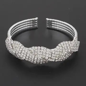 Rhinestone Twist Cuff Statement Bracelet