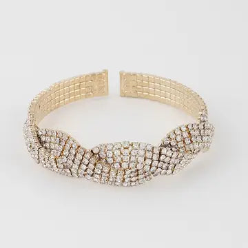 Rhinestone Twist Cuff Statement Bracelet