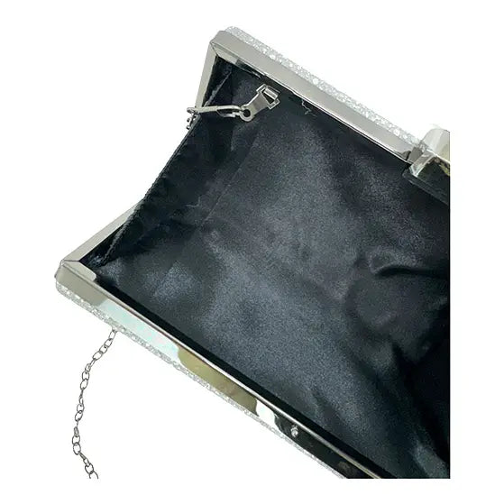 Glitter Rectangle Clutch with Chain Strap
