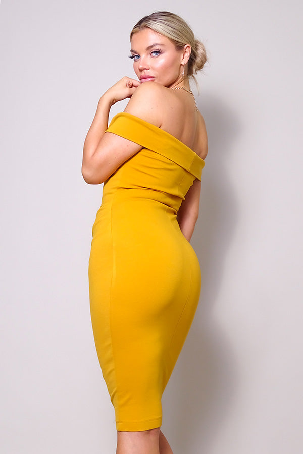 Off Shoulder Side Ruched Dress