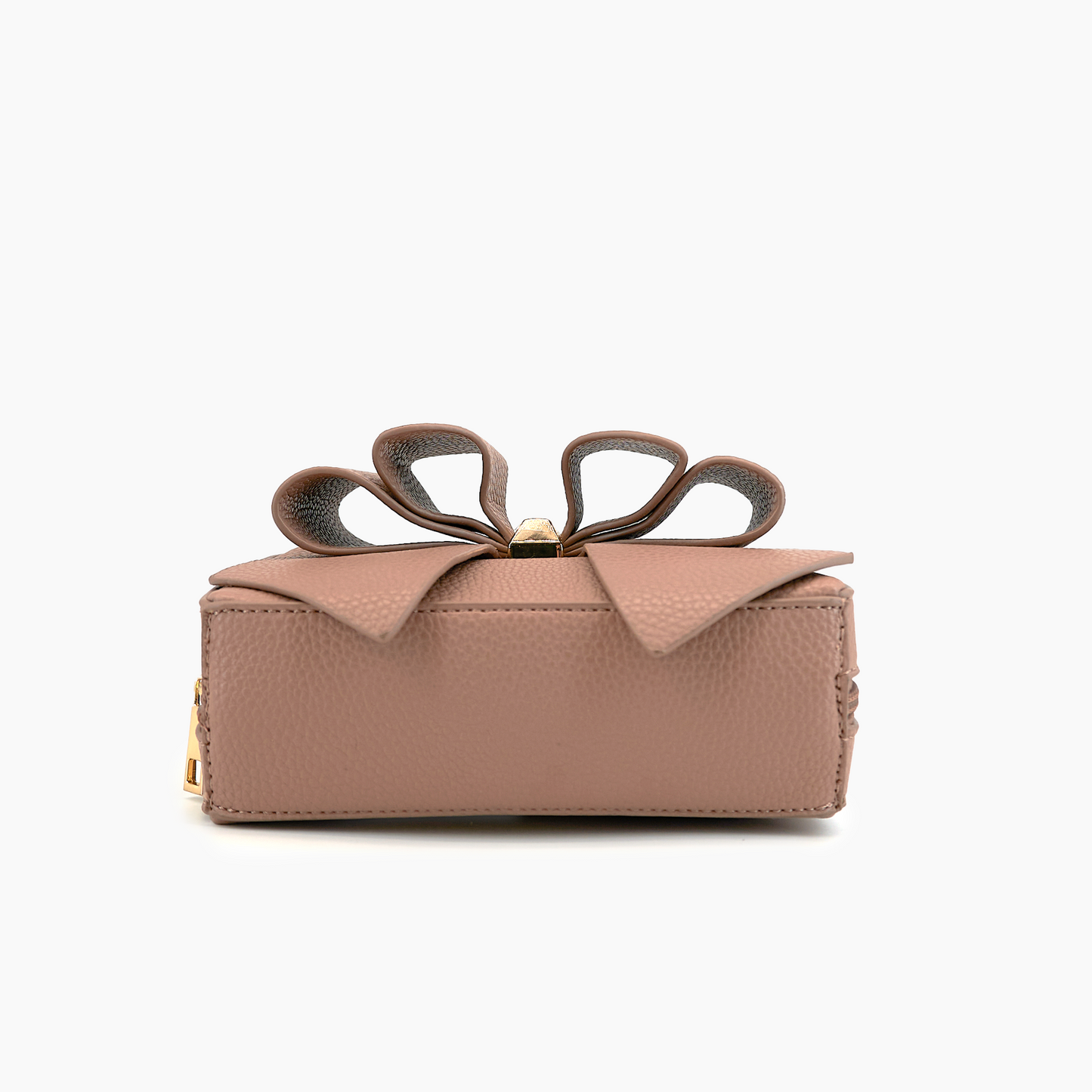Vegan Leather Bow Box Crossbody Bag Mauve