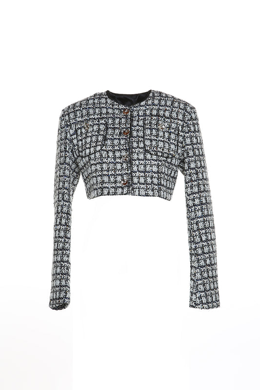 Black and white checkered jacket on a white background