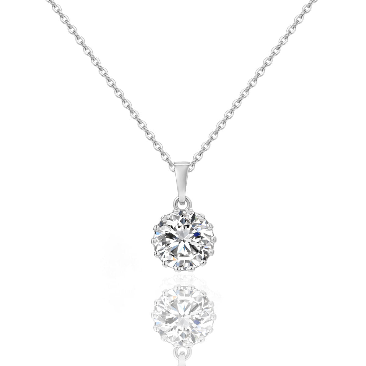 Round Cubic Zirconia Pendant Necklace