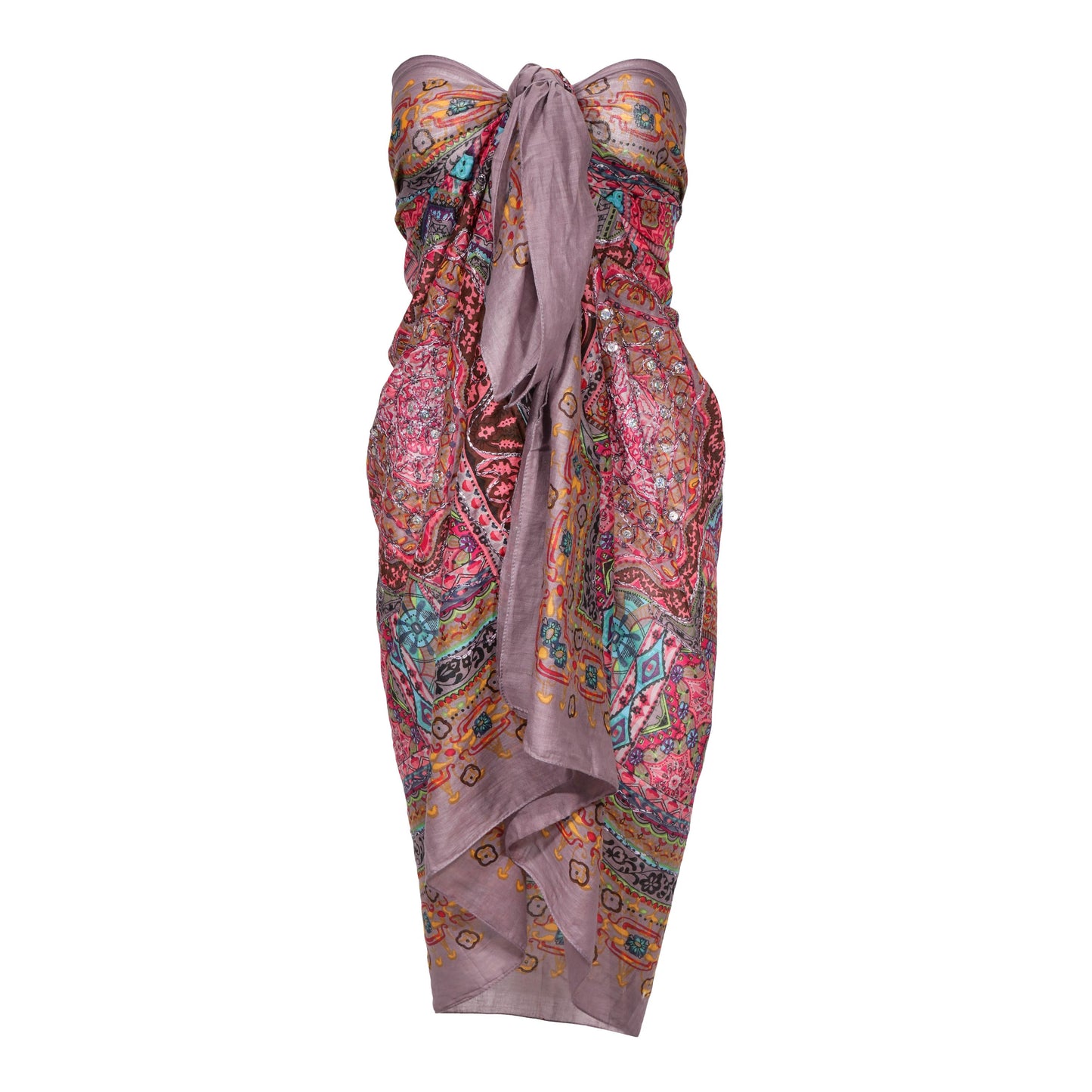 Mandala Sequin Embroidered Wrap Sarong – Maxi Skirt & Coverup