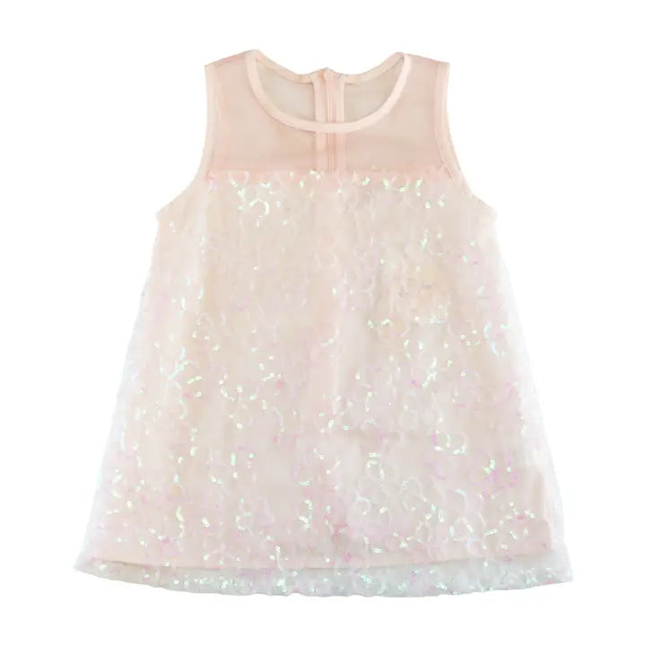Girls' Sequin Floral Mesh Dress