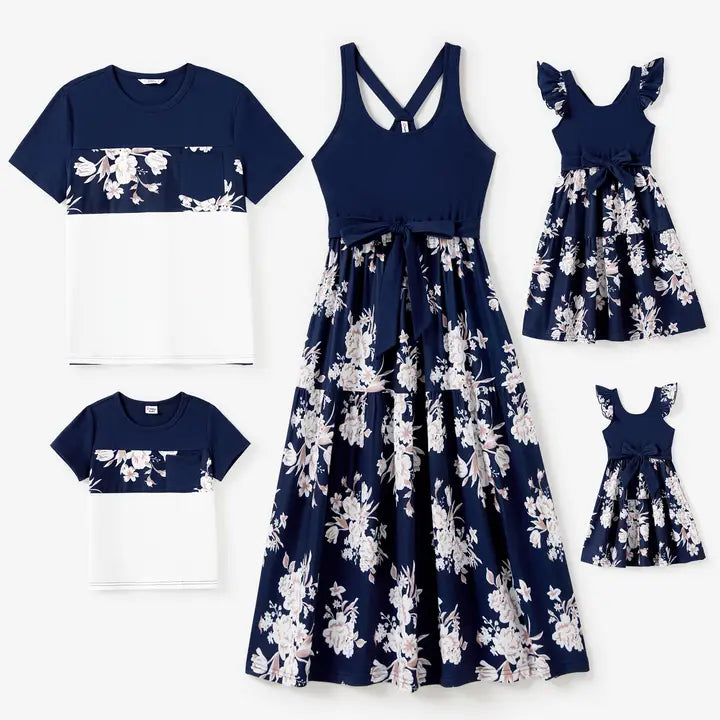 Women's Navy Floral Maxi Dress | Family Matching Summer Outfit