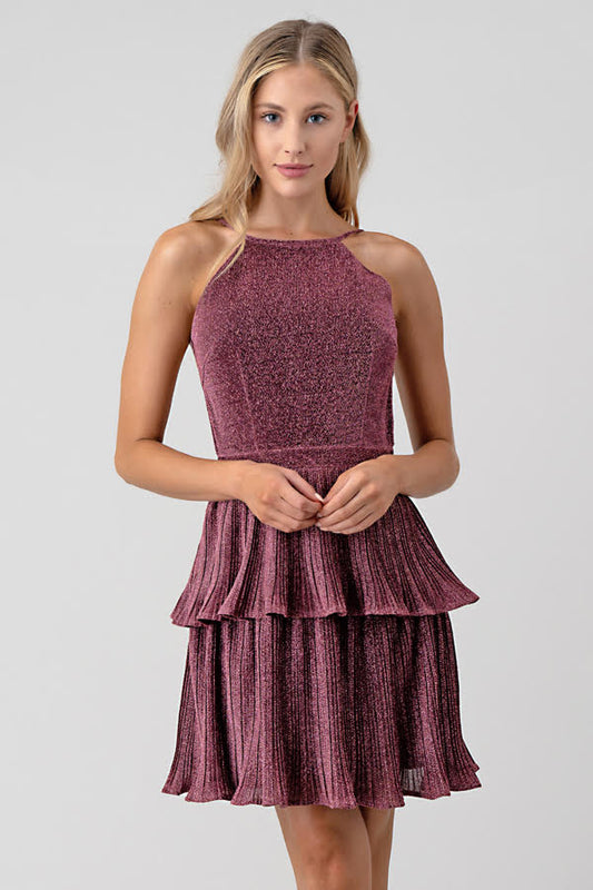 Backless Pink Ruffle Dress