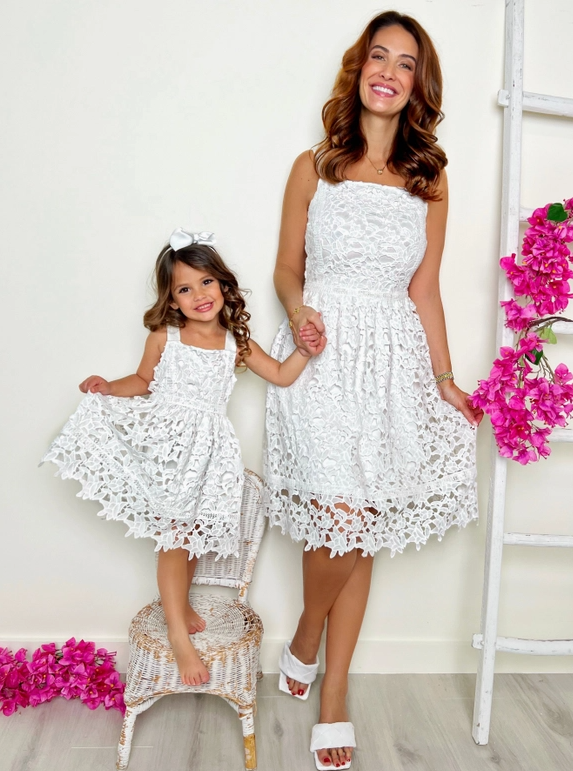 White Eyelet Lace Dress Mommy & Me Matching Outfit Pinktini Fashion White Eyelet Lace Dress Mommy & Me Matching Outfit Pinktini Fashion