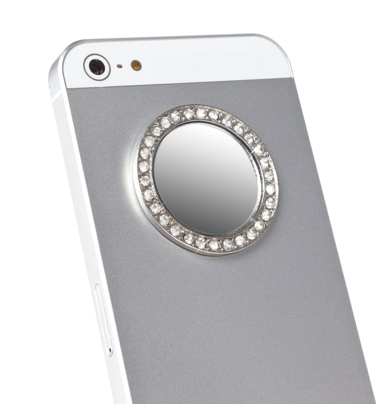 Oval Tech Mirror - Silver/Clear Crystals