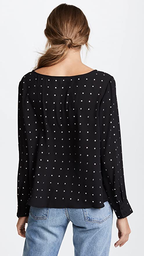 Black Studded Long Sleeve Blouse