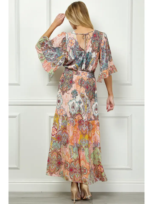 Romantic Print Ruffle Sleeve Maxi